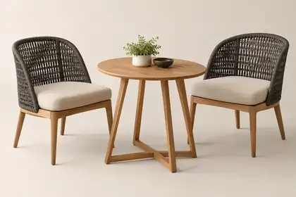 طقم بلكونة صغير — كرسيان منسوجان