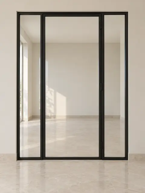 باب قاطع زجاجي بإطار أسود