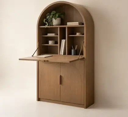 مكتب يختفي داخل وحدة حائط — خزانة مكتب مقوسة
